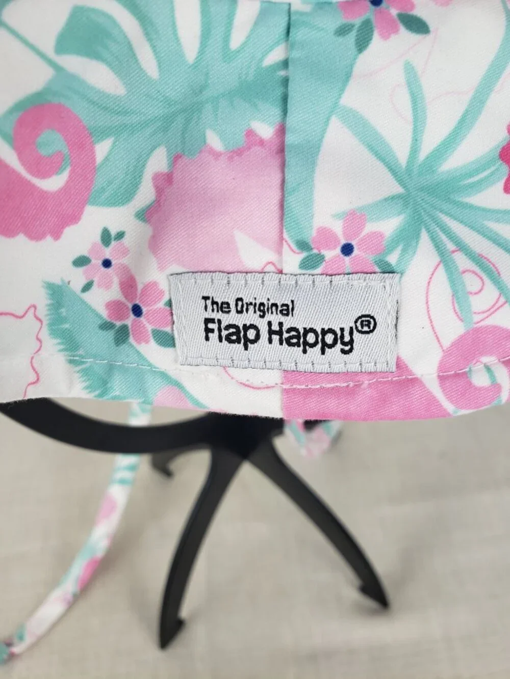 Flap Happy Sun Hat Pink Green Seahorse Print Bucket Hat Bonnet Size Small 3-6 Mo